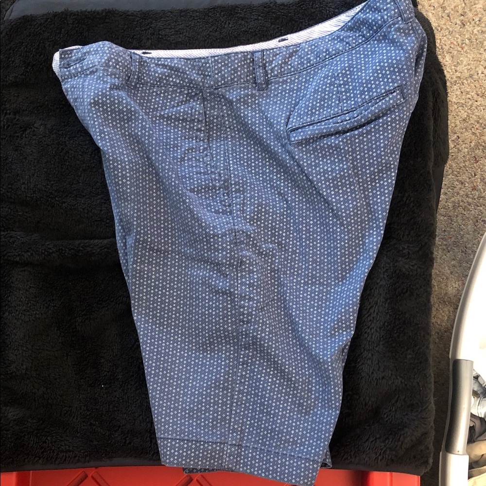 L.L. Bean Womens Blue Micro-Dot Flat Front Shorts